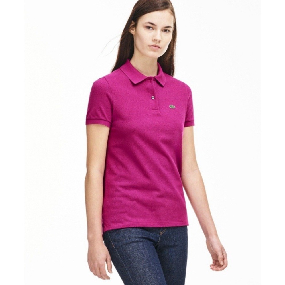 Lacoste Classic Fit Pink Short Sleeve Polo Shirt 36/4 Cotton Embroidered